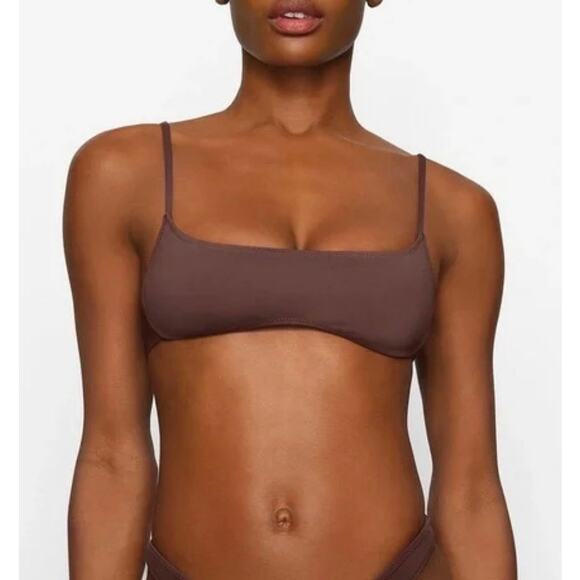 SKIMS Kim Kardashian Micro scoop cocoa brown string bikini top size 4x plus NWT - Picture 1 of 6